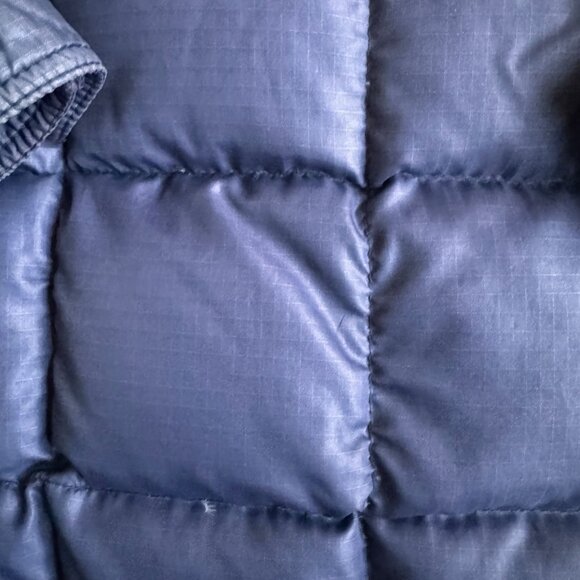 Vtg Kentfield Men L Down Puffer Jacket 80s Snap Button Navy Quilted Chest Pocket - Picture 7 of 8